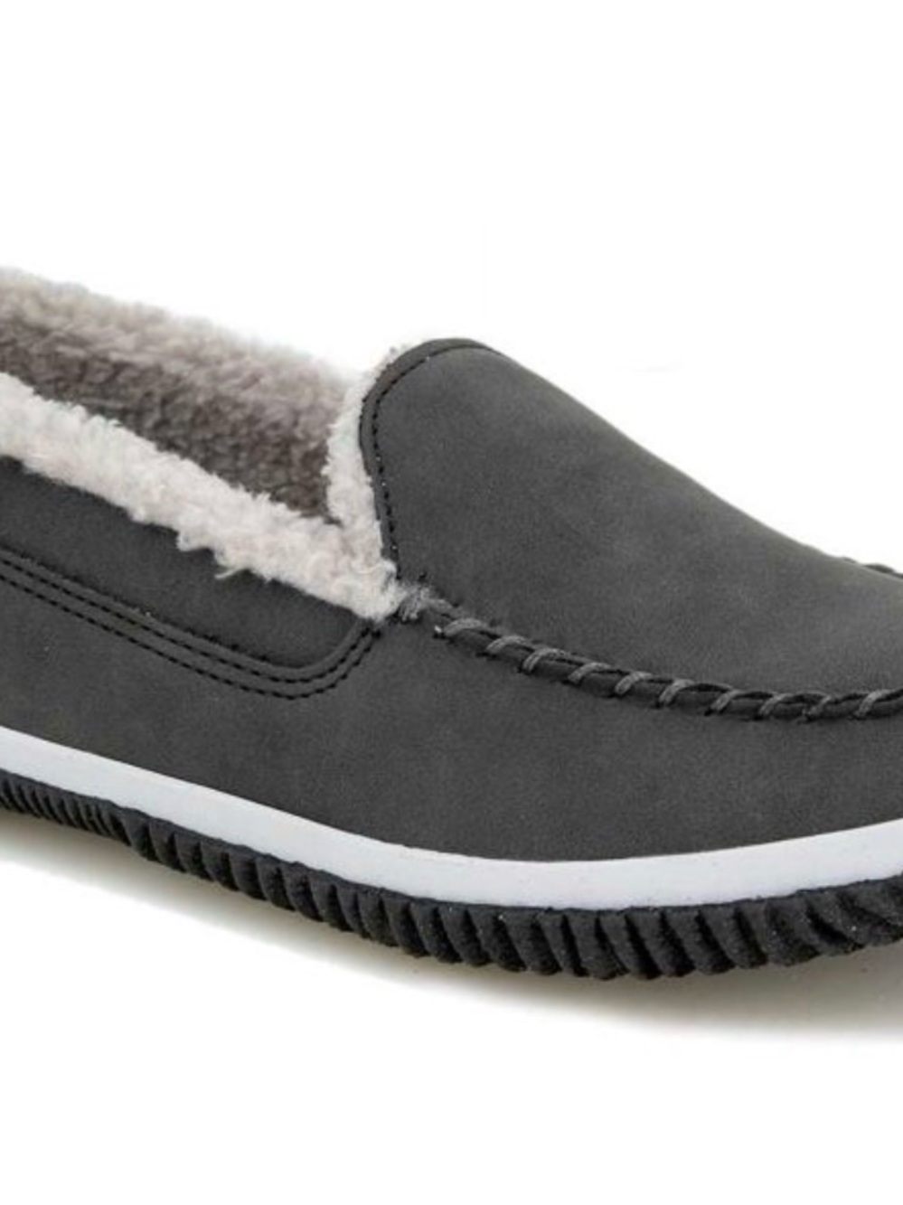 JBU Men's Charcoal Slip-On Faux-Shearling Loafer